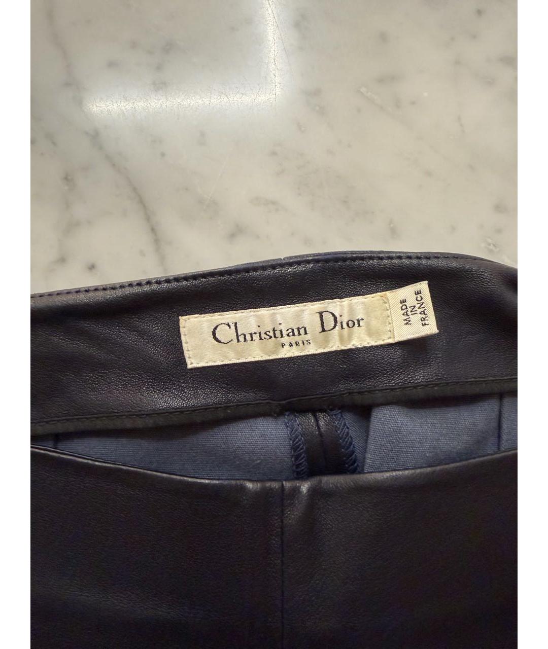 CHRISTIAN DIOR Темно-синие кожаные леггинсы и велосипедки, фото 2