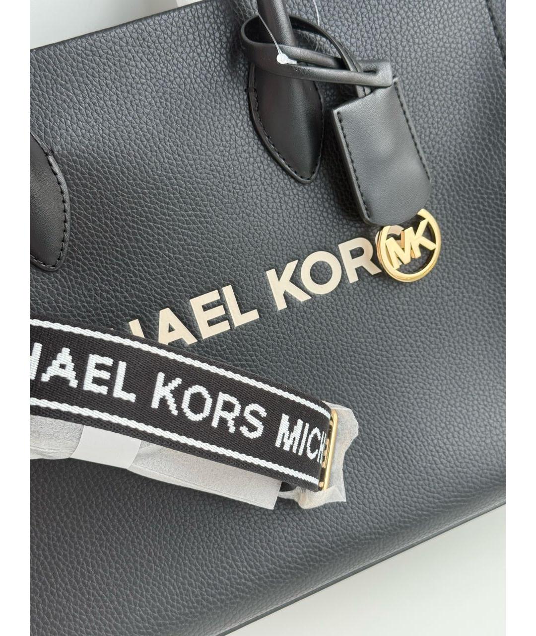 MICHAEL KORS Черная кожаная сумка тоут, фото 6