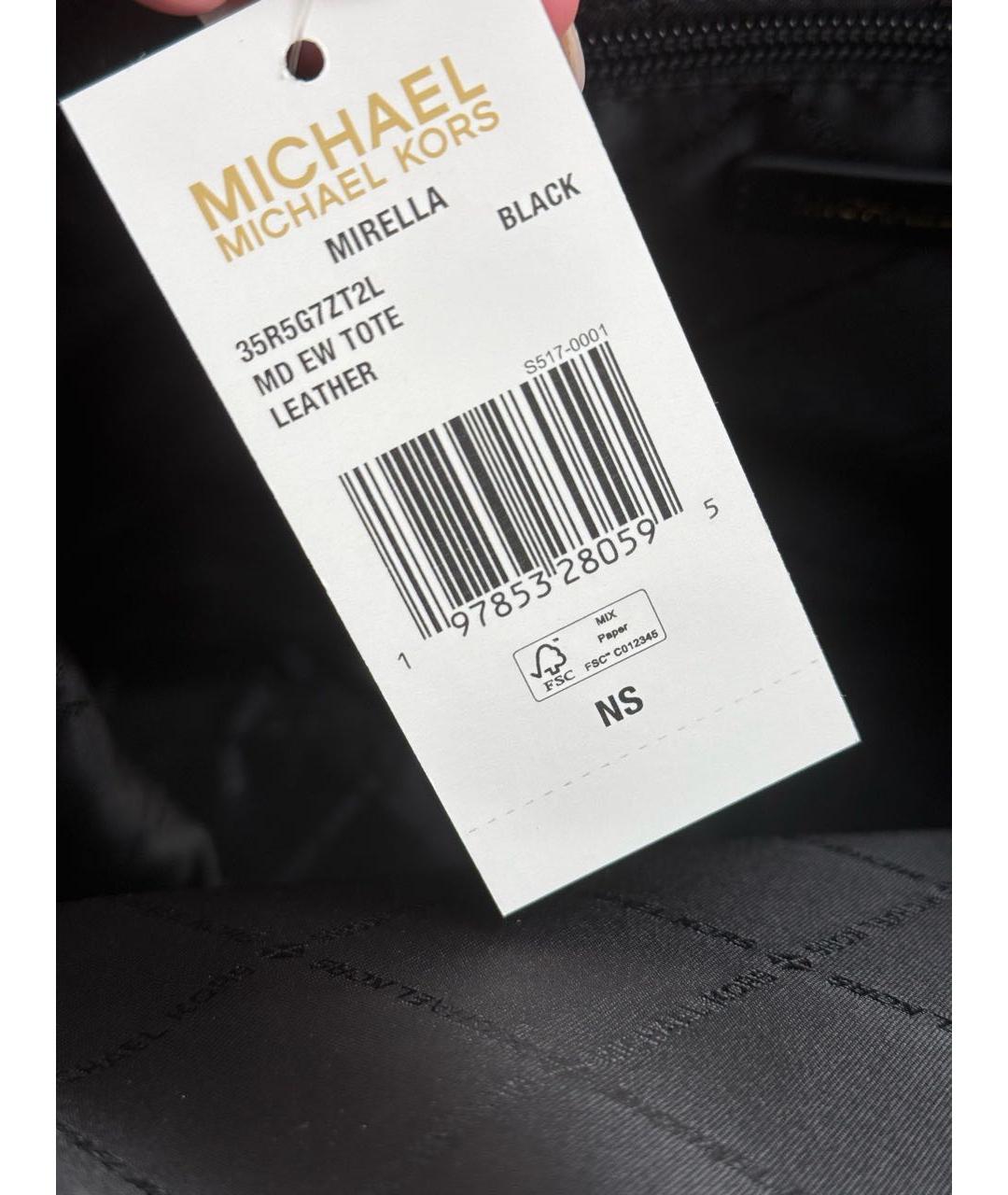 MICHAEL KORS Черная кожаная сумка тоут, фото 5