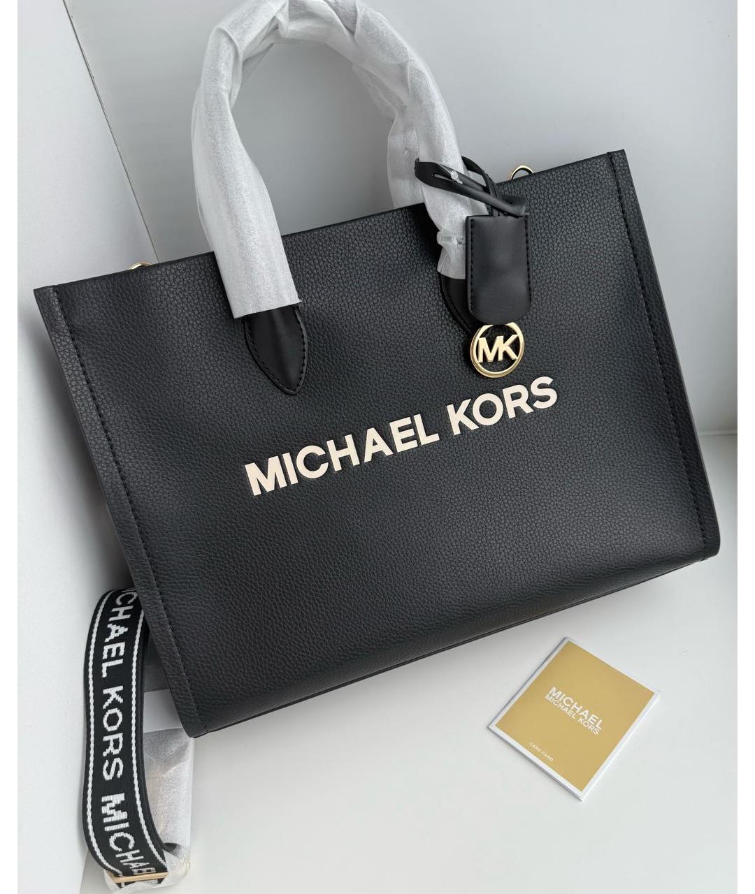 MICHAEL KORS Черная кожаная сумка тоут, фото 2