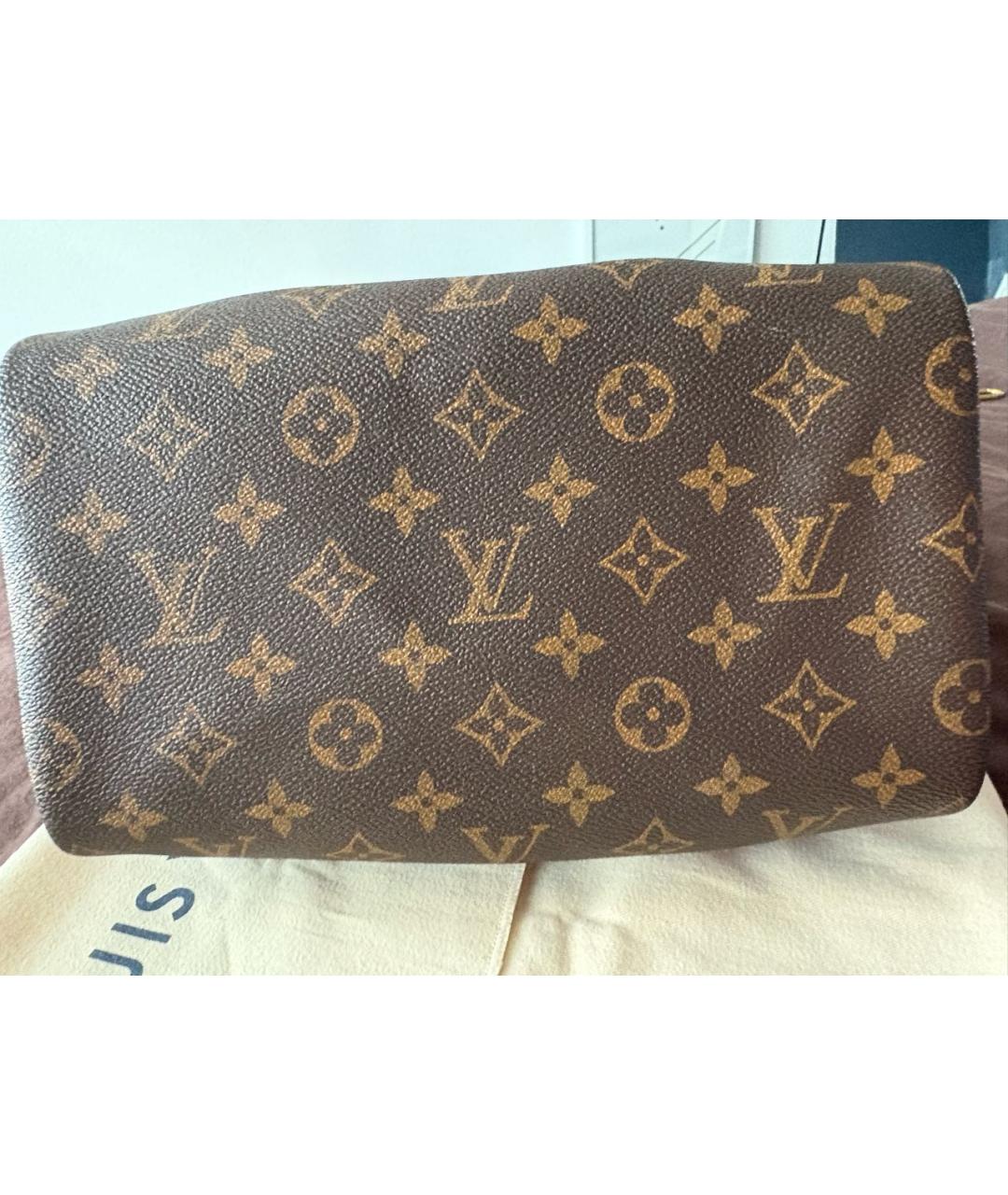 LOUIS VUITTON Коричневая сумка с короткими ручками из канвы, фото 3