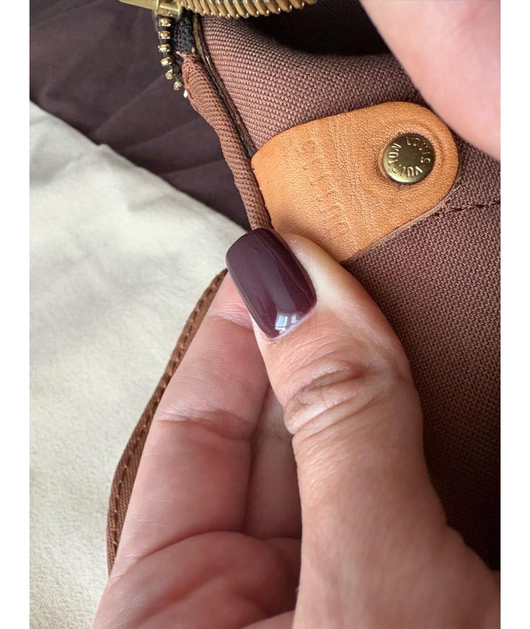 LOUIS VUITTON Коричневая сумка с короткими ручками из канвы, фото 5