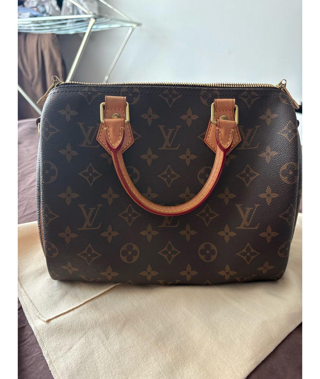 LOUIS VUITTON Коричневая сумка с короткими ручками из канвы, фото 8