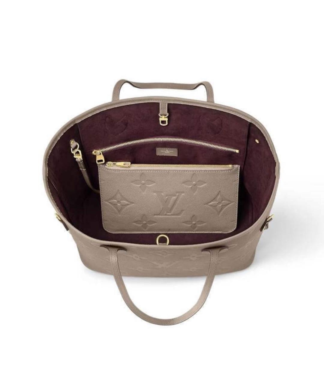 LOUIS VUITTON Бежевая кожаная сумка тоут, фото 5