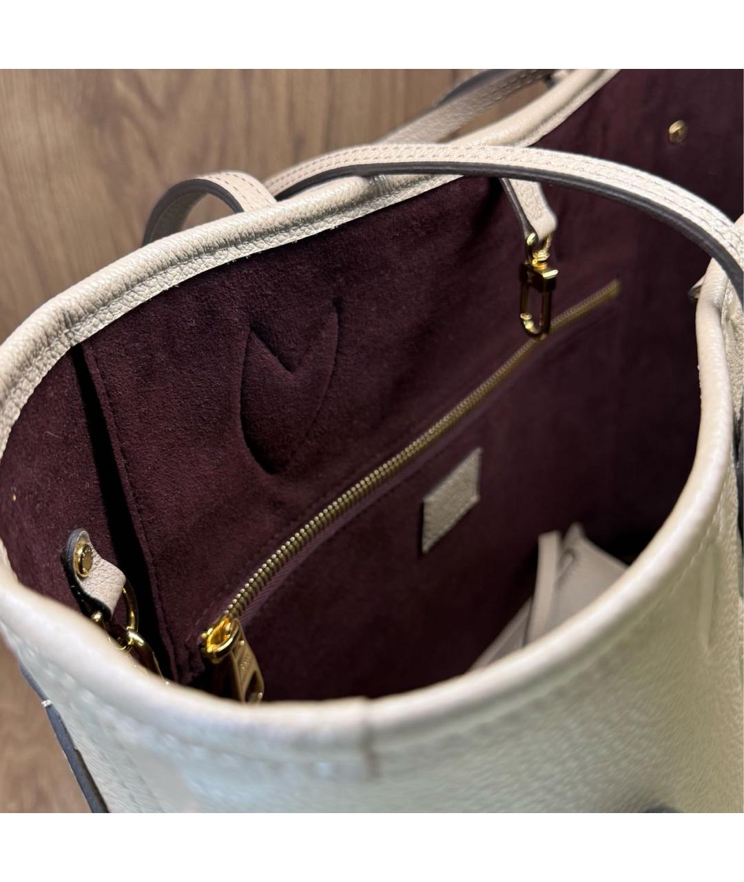 LOUIS VUITTON Бежевая кожаная сумка тоут, фото 3
