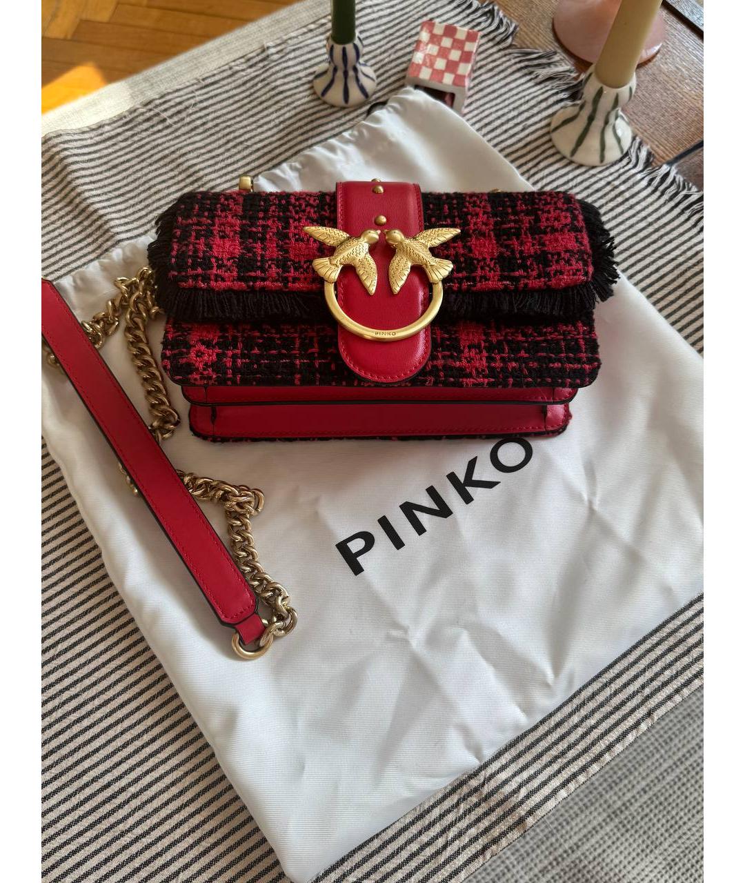 PINKO Красная твидовая сумка через плечо, фото 2