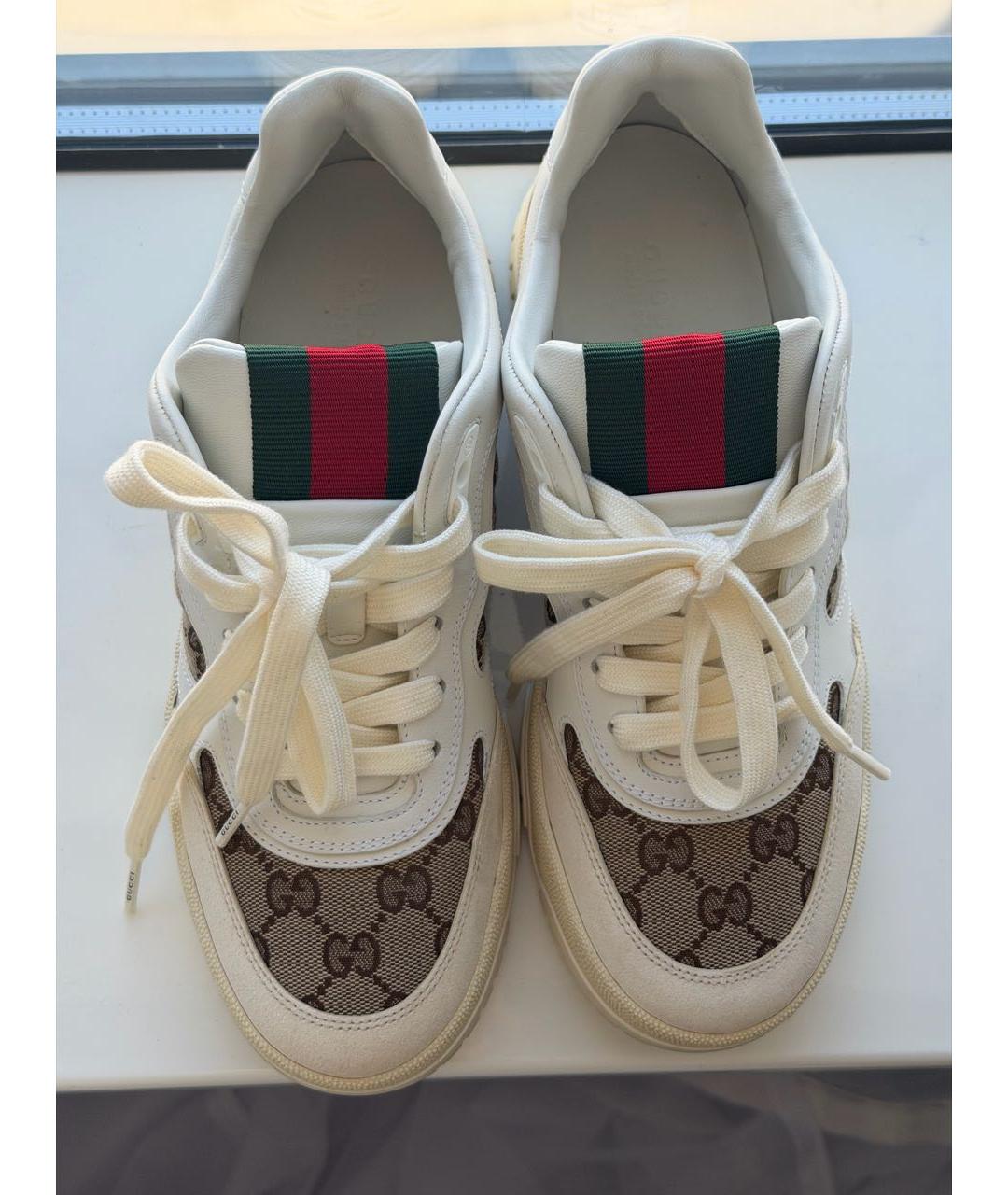 GUCCI Белые кожаные кроссовки, фото 2