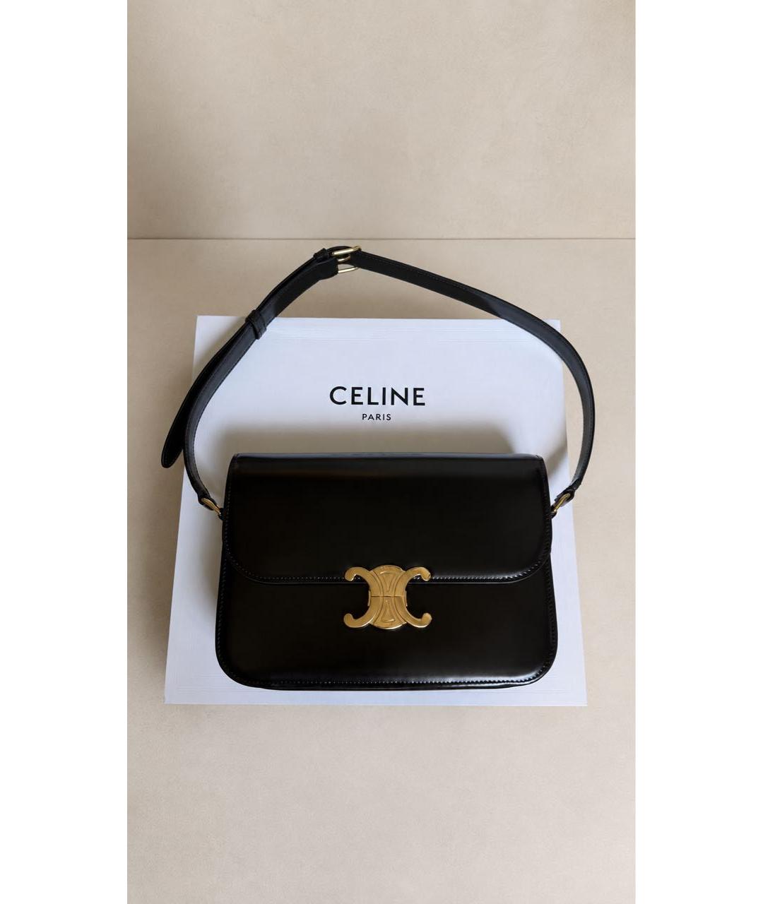 CELINE Черная кожаная сумка через плечо, фото 3