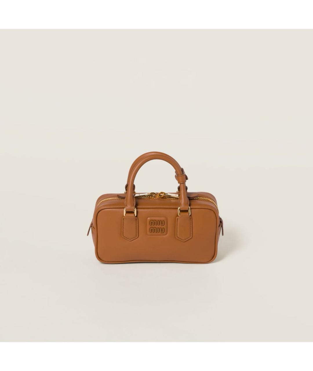 MIU MIU Коричневая кожаная сумка с короткими ручками, фото 9