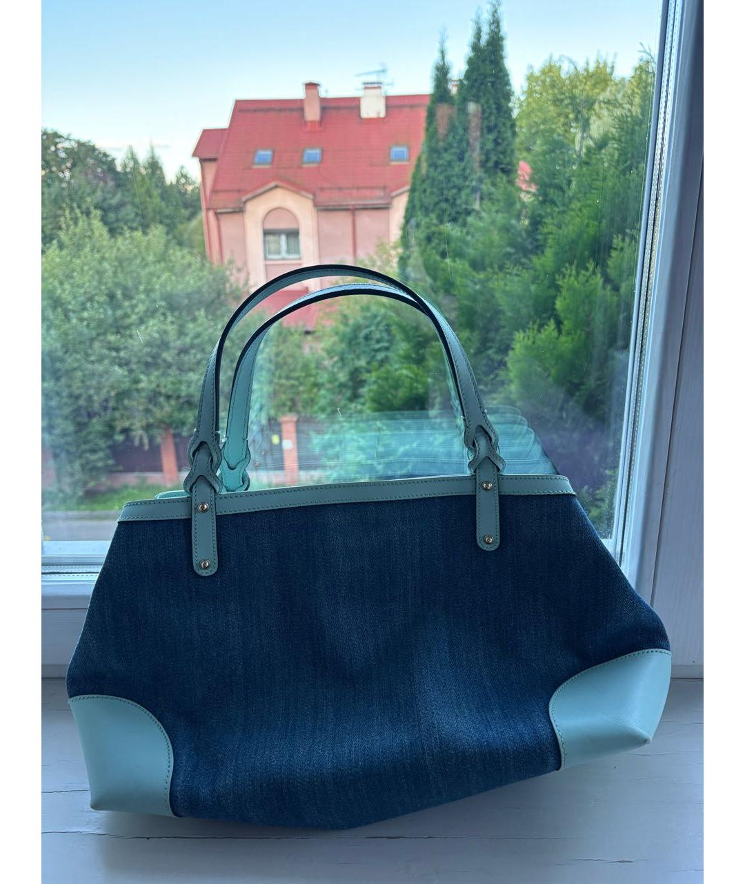GUCCI Темно-синяя тканевая сумка тоут, фото 3