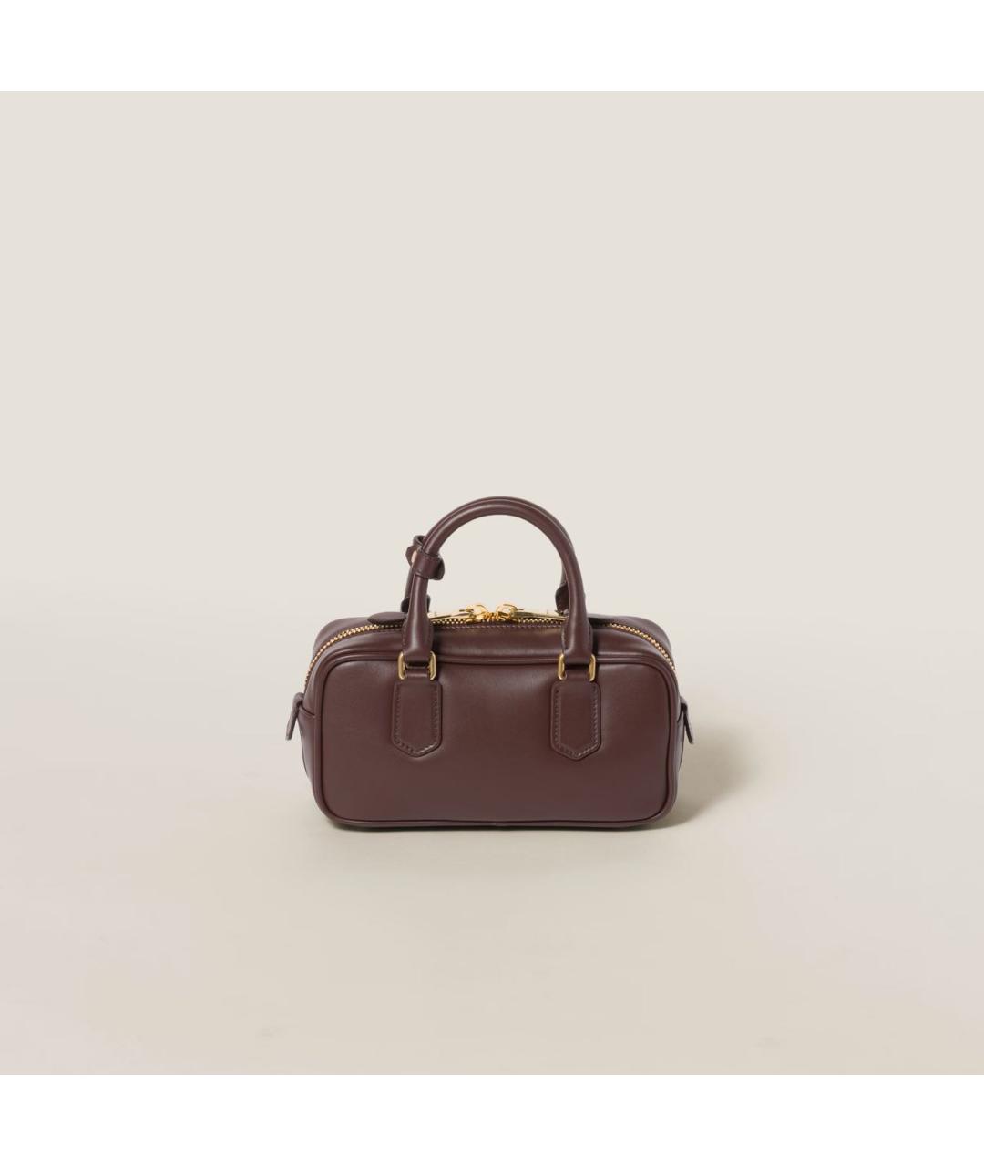 MIU MIU Бордовая кожаная сумка с короткими ручками, фото 4