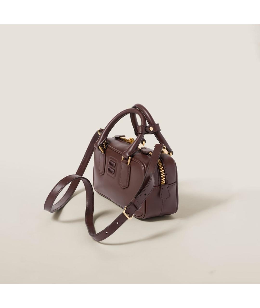 MIU MIU Бордовая кожаная сумка с короткими ручками, фото 2