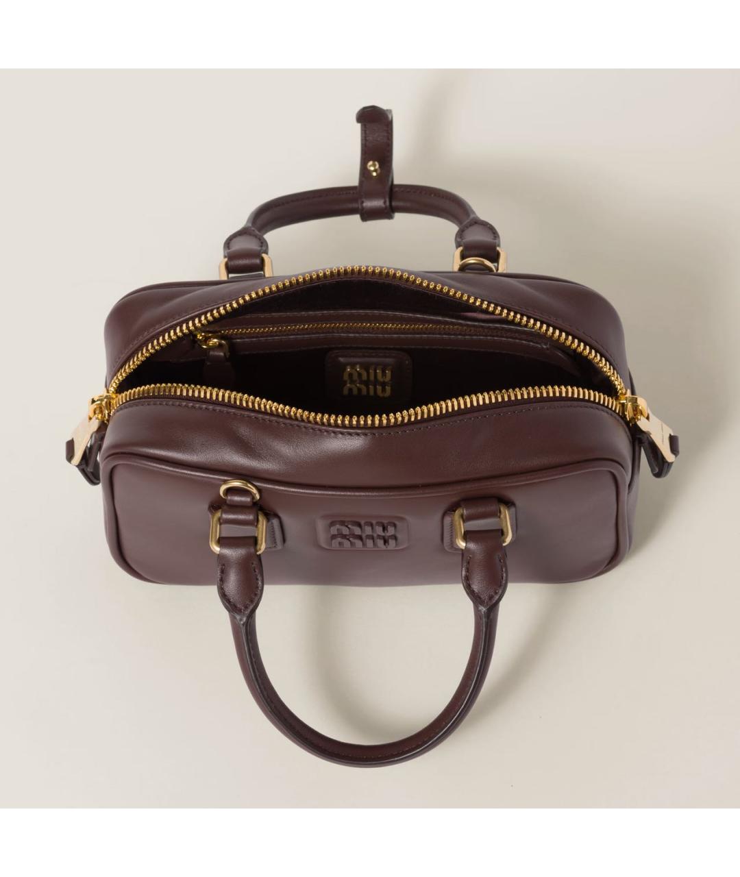 MIU MIU Бордовая кожаная сумка с короткими ручками, фото 6
