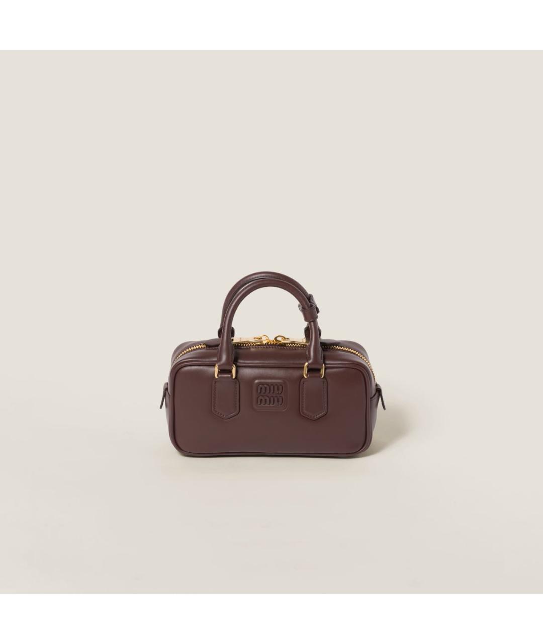MIU MIU Бордовая кожаная сумка с короткими ручками, фото 8