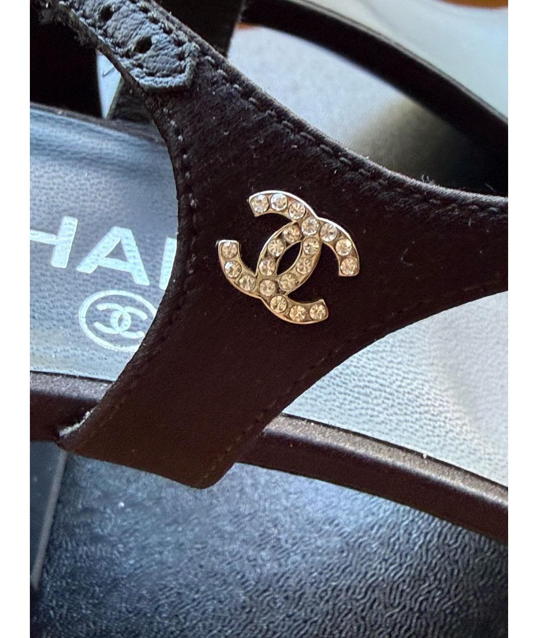 CHANEL Черные текстильные босоножки, фото 4