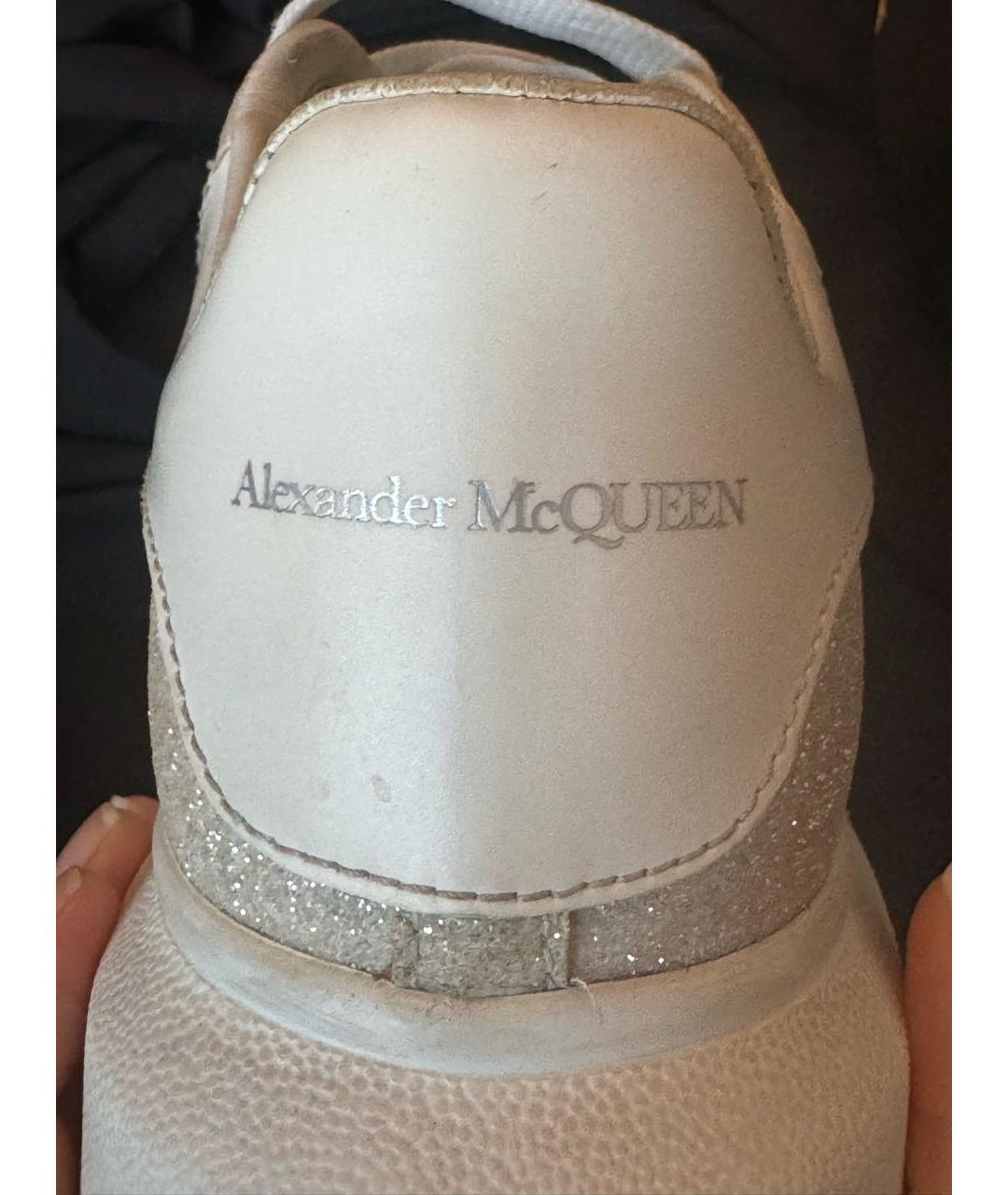 ALEXANDER MCQUEEN Серебряные кожаные кеды, фото 4