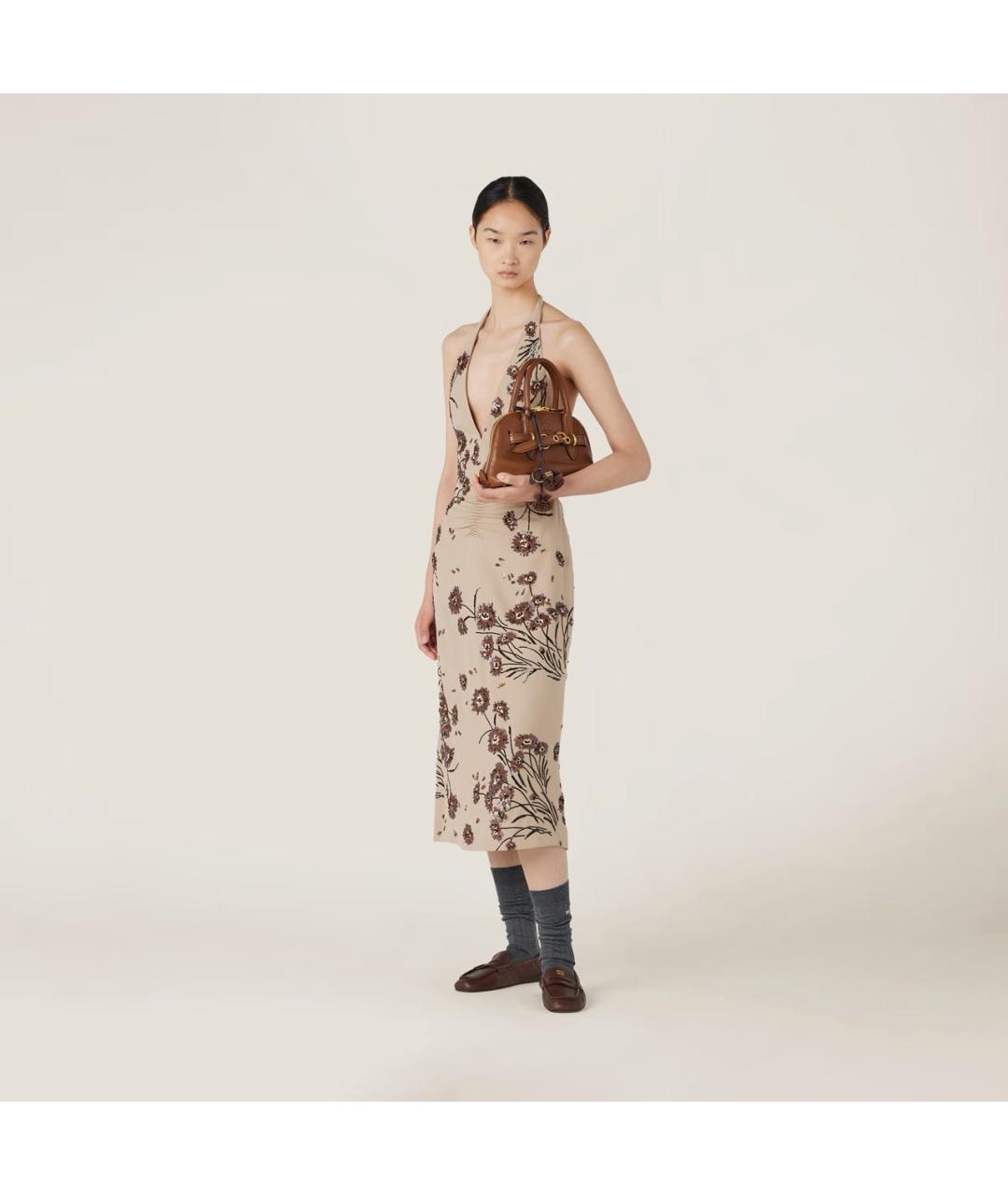 MIU MIU Коричневая кожаная сумка с короткими ручками, фото 2