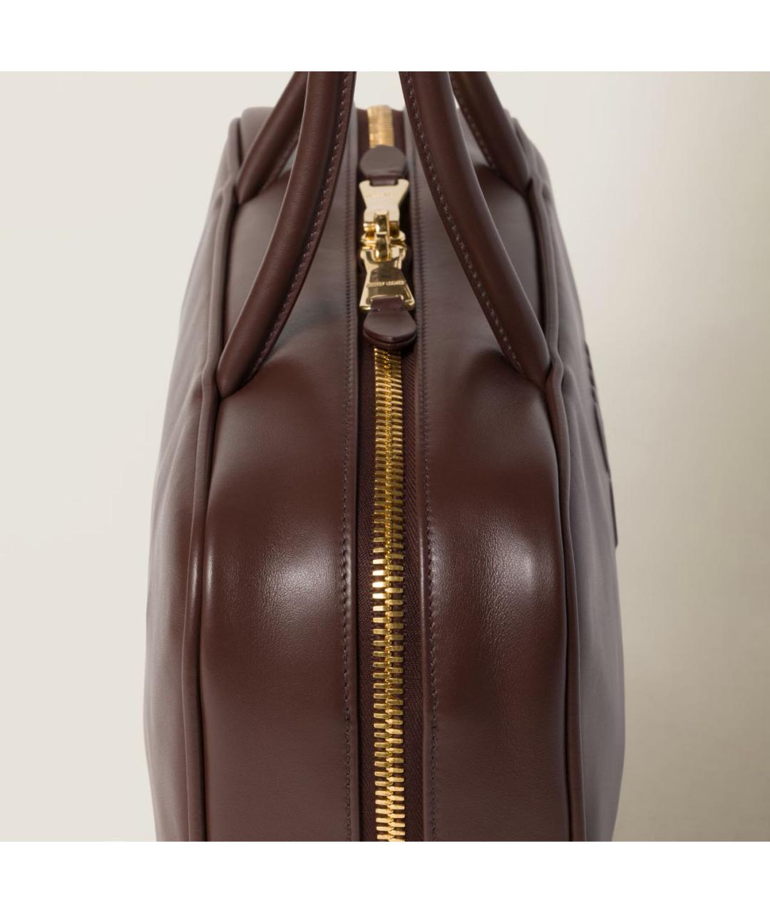 MIU MIU Бордовая кожаная сумка с короткими ручками, фото 7