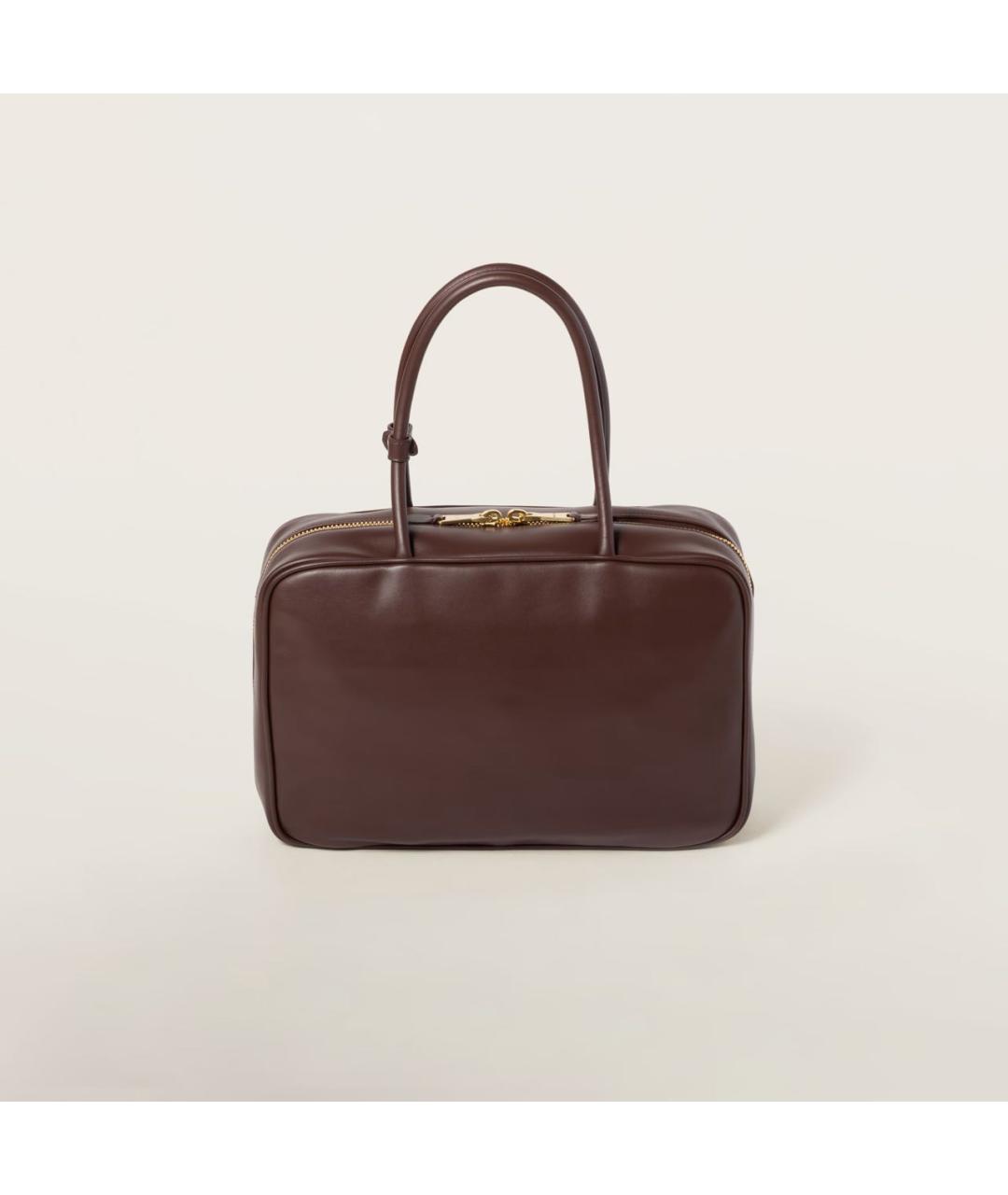 MIU MIU Бордовая кожаная сумка с короткими ручками, фото 4