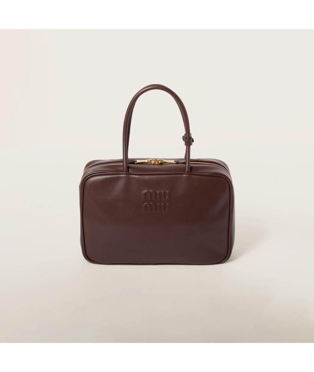 MIU MIU Бордовая кожаная сумка с короткими ручками, фото 9