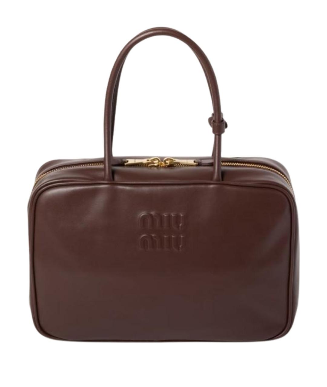 MIU MIU Бордовая кожаная сумка с короткими ручками, фото 1