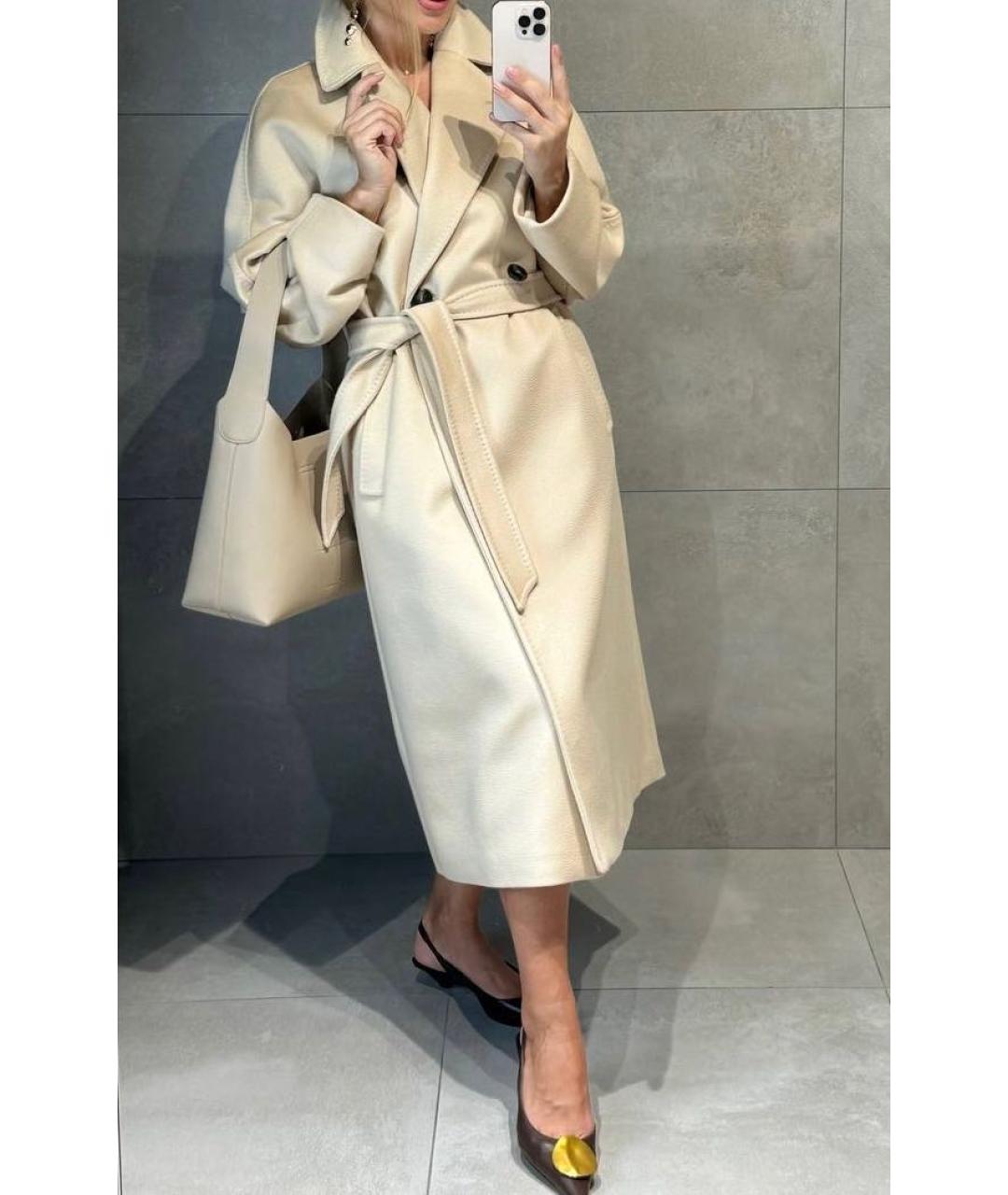 WEEKEND MAX MARA Бежевое шерстяное пальто, фото 4