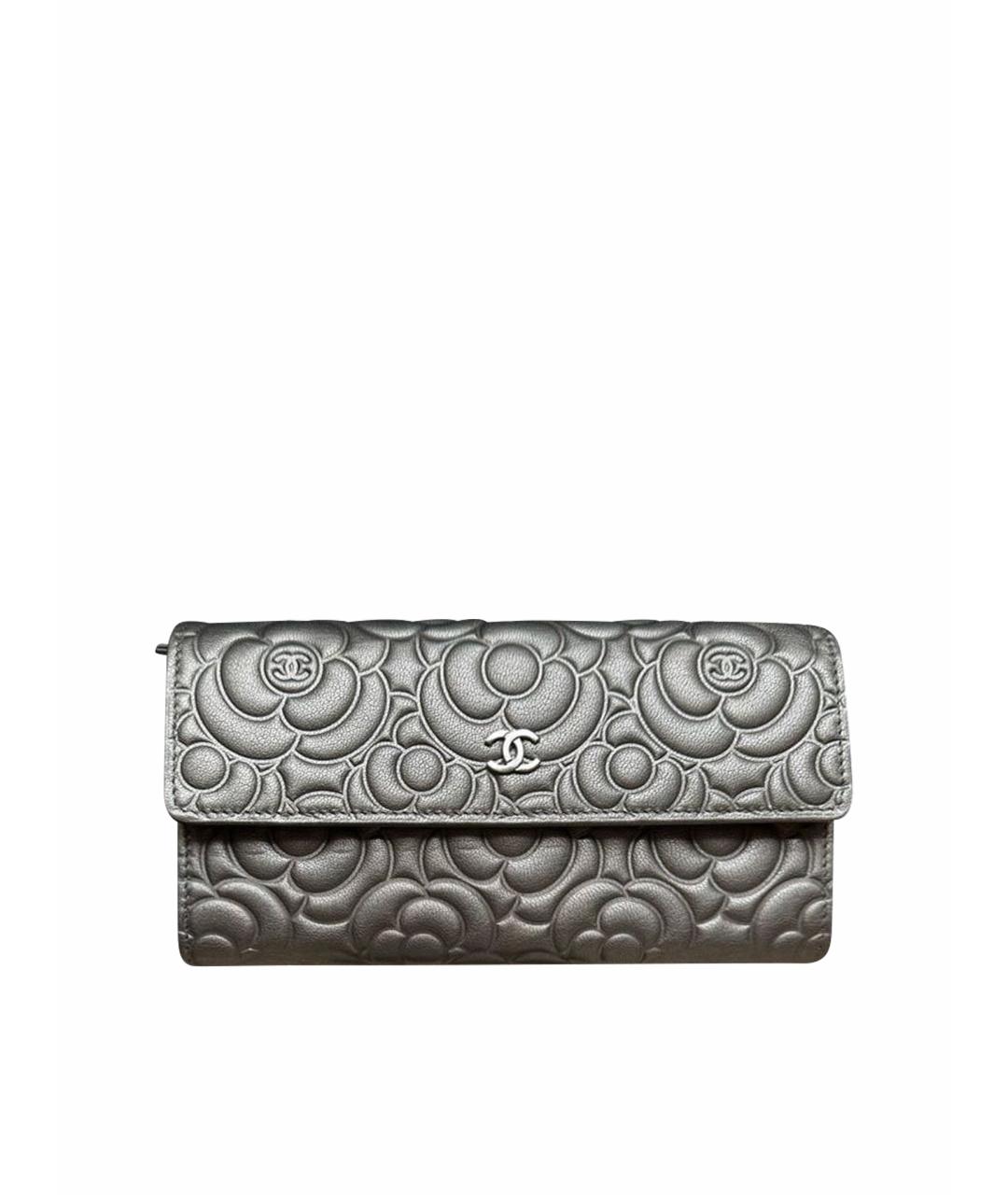 CHANEL Серебряный кожаный кошелек, фото 1