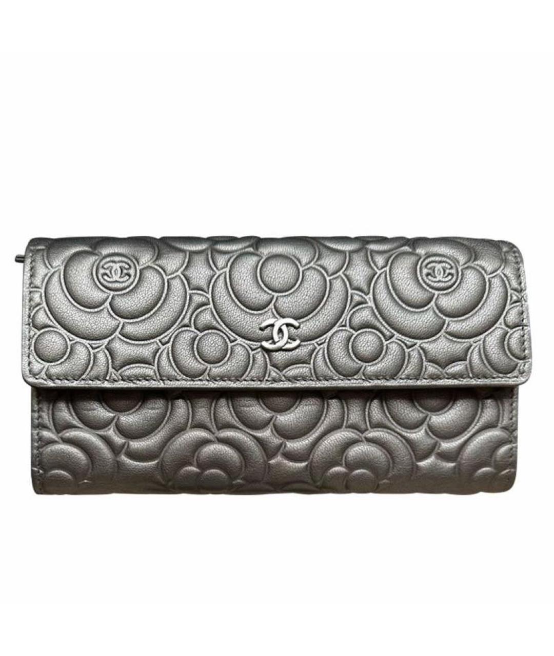 CHANEL Серебряный кожаный кошелек, фото 9