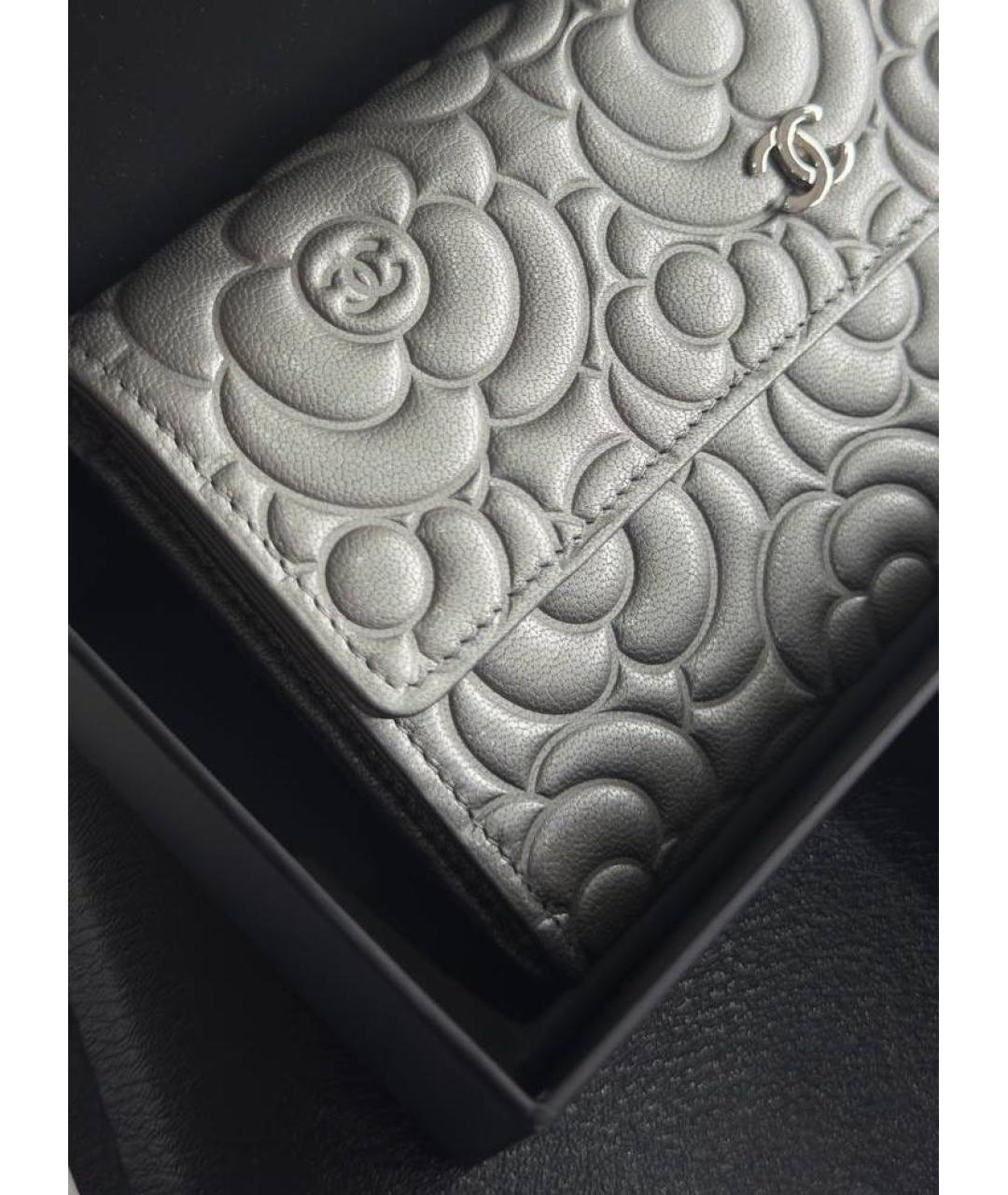 CHANEL Серебряный кожаный кошелек, фото 7