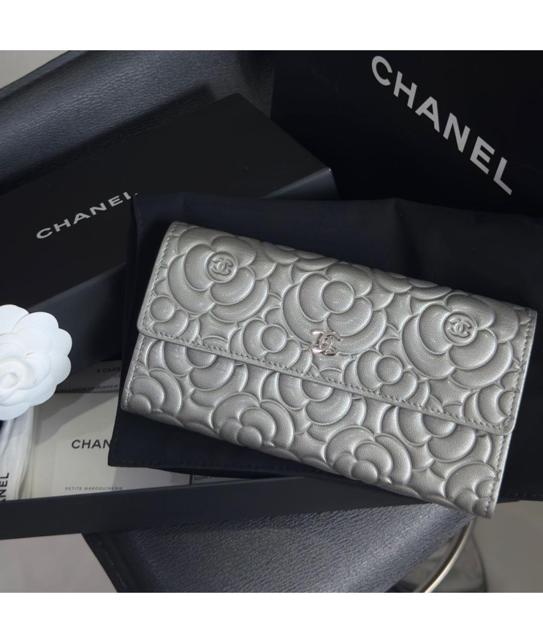 CHANEL Серебряный кожаный кошелек, фото 8