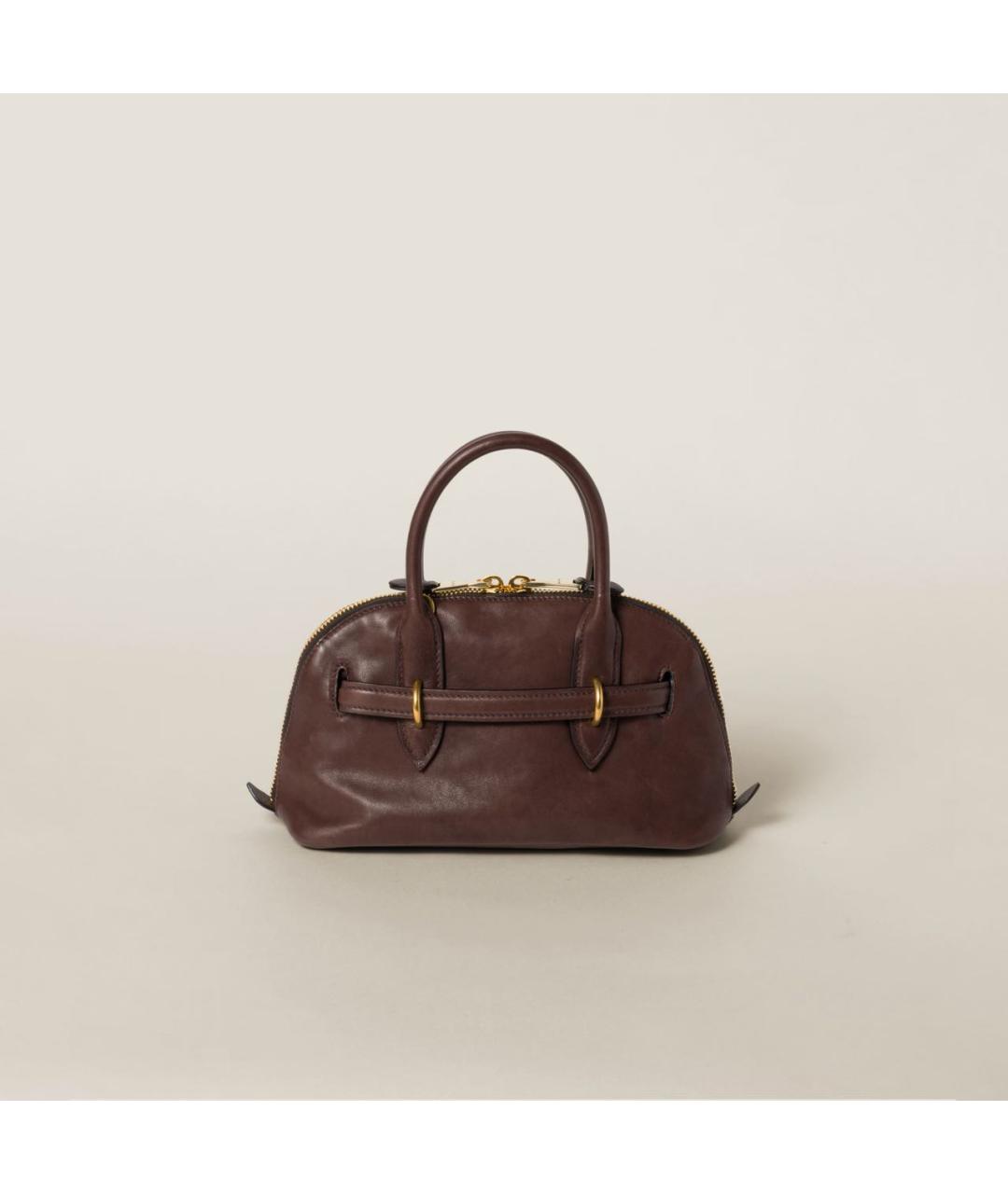 MIU MIU Бордовая кожаная сумка с короткими ручками, фото 4