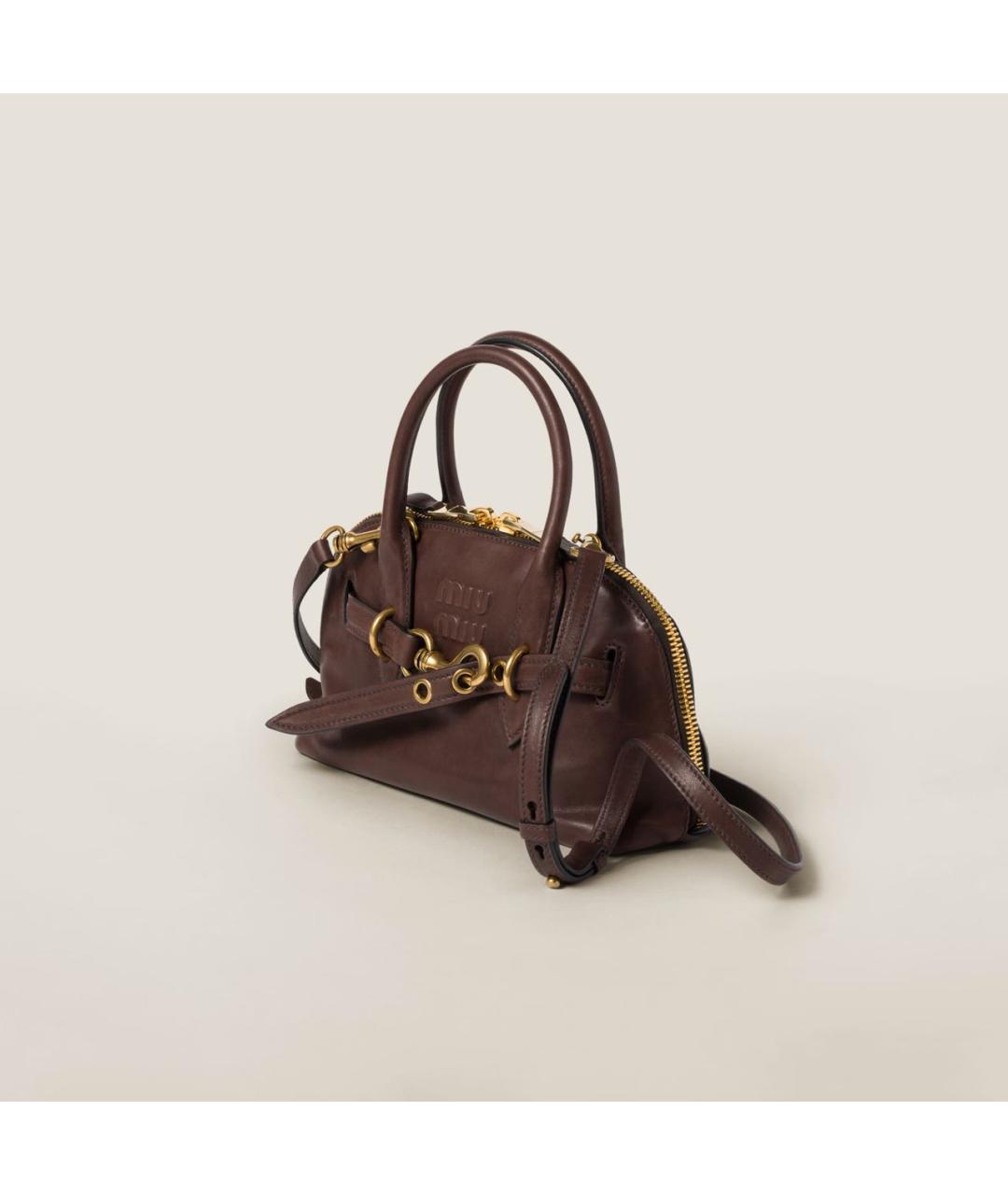 MIU MIU Бордовая кожаная сумка с короткими ручками, фото 3