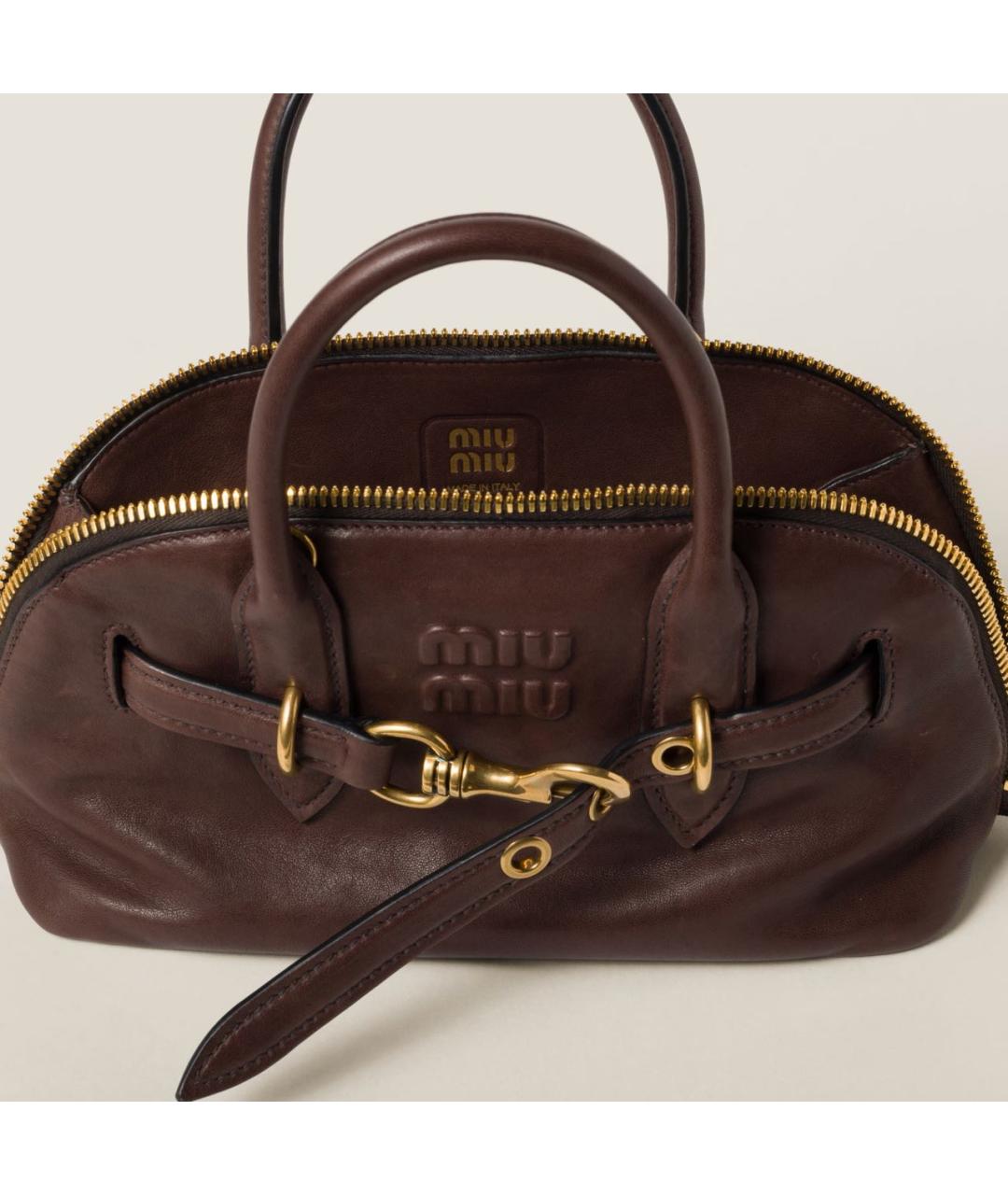 MIU MIU Бордовая кожаная сумка с короткими ручками, фото 6
