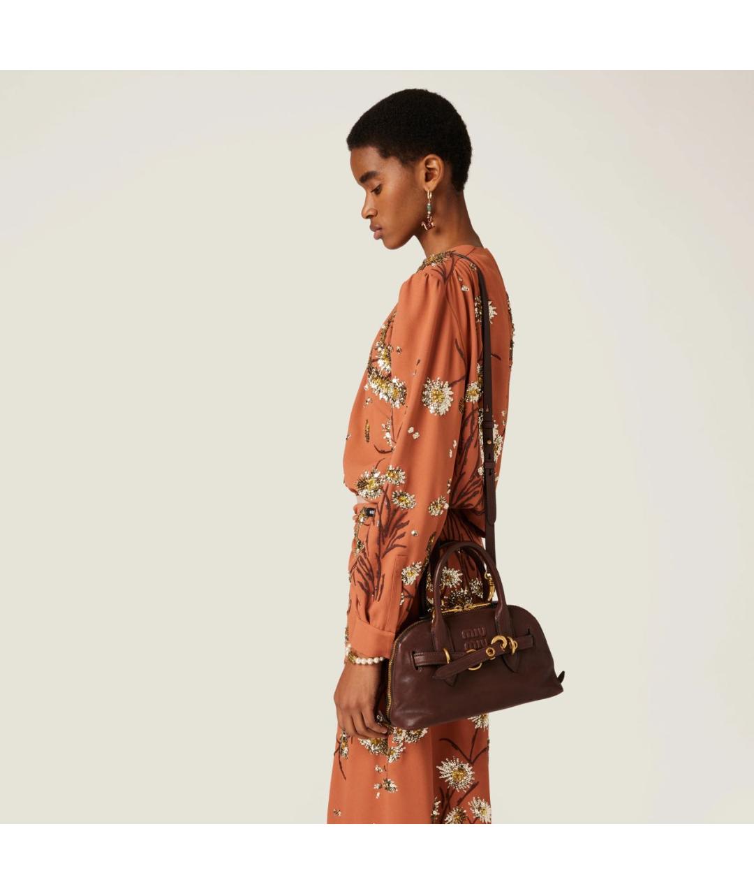 MIU MIU Бордовая кожаная сумка с короткими ручками, фото 8