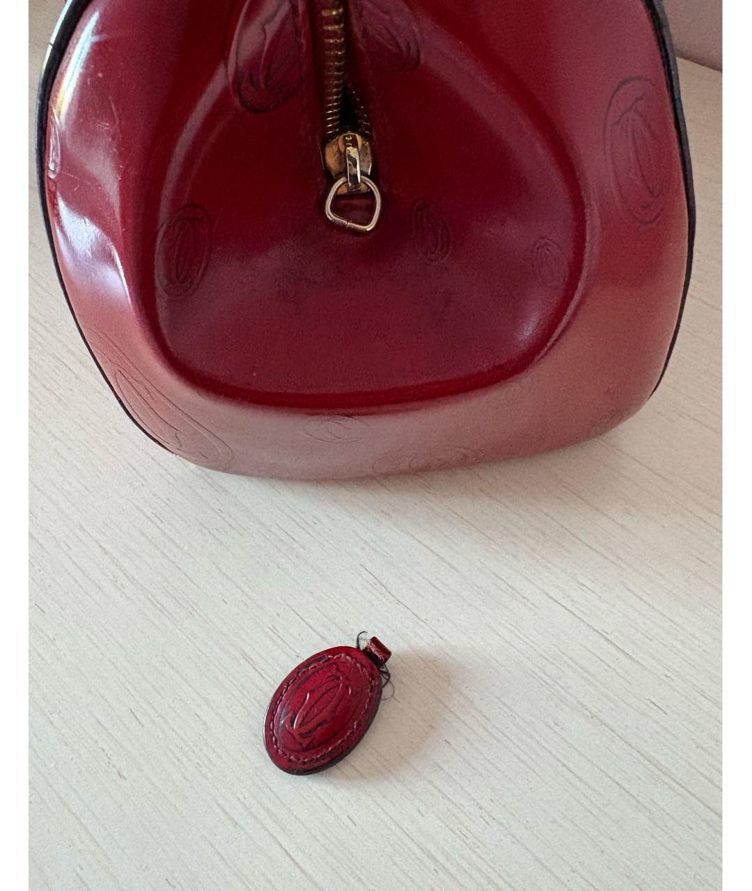 CARTIER Красная сумка с короткими ручками из лакированной кожи, фото 8