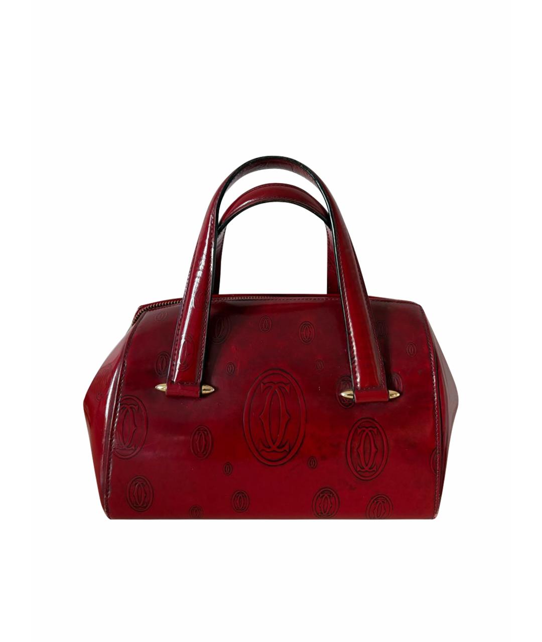 CARTIER Красная сумка с короткими ручками из лакированной кожи, фото 1