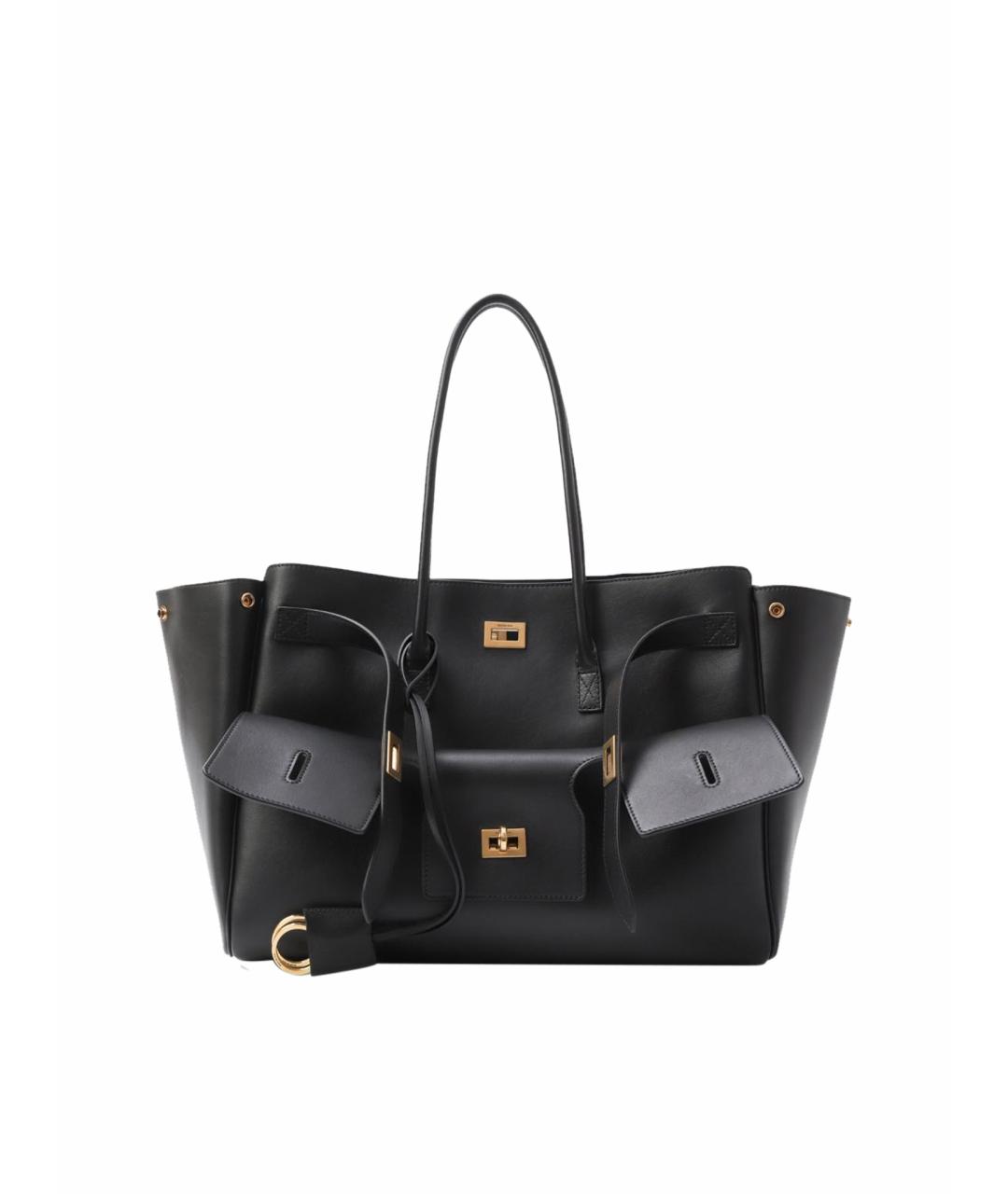 BALENCIAGA Черная кожаная сумка тоут, фото 1