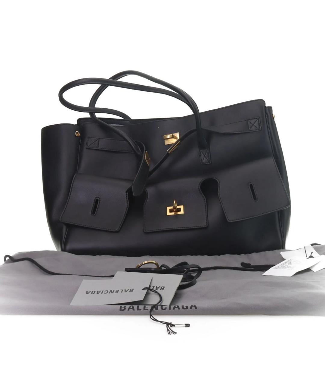 BALENCIAGA Черная кожаная сумка тоут, фото 7