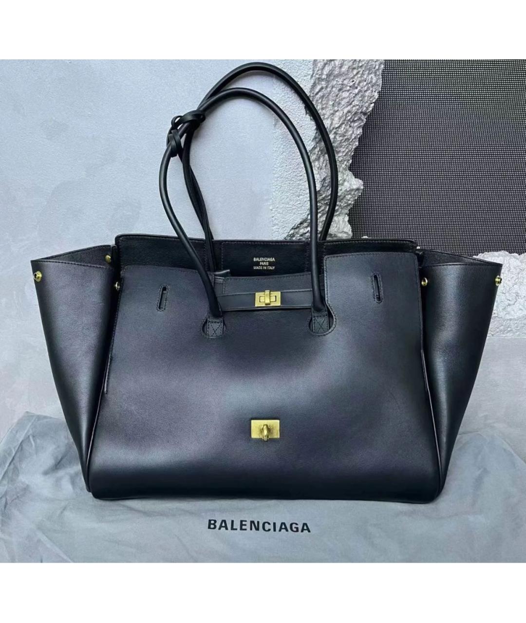 BALENCIAGA Черная кожаная сумка тоут, фото 5