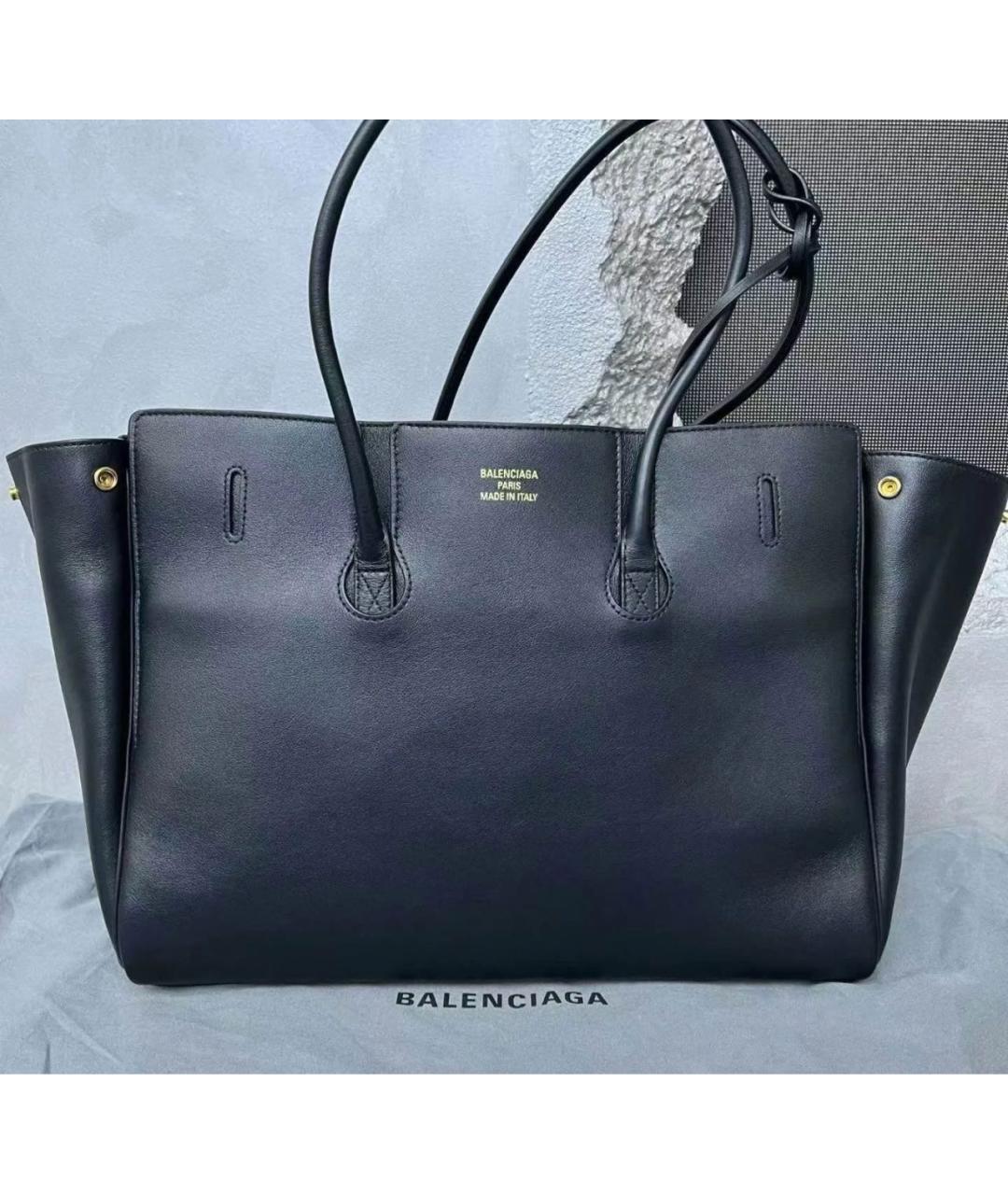BALENCIAGA Черная кожаная сумка тоут, фото 4