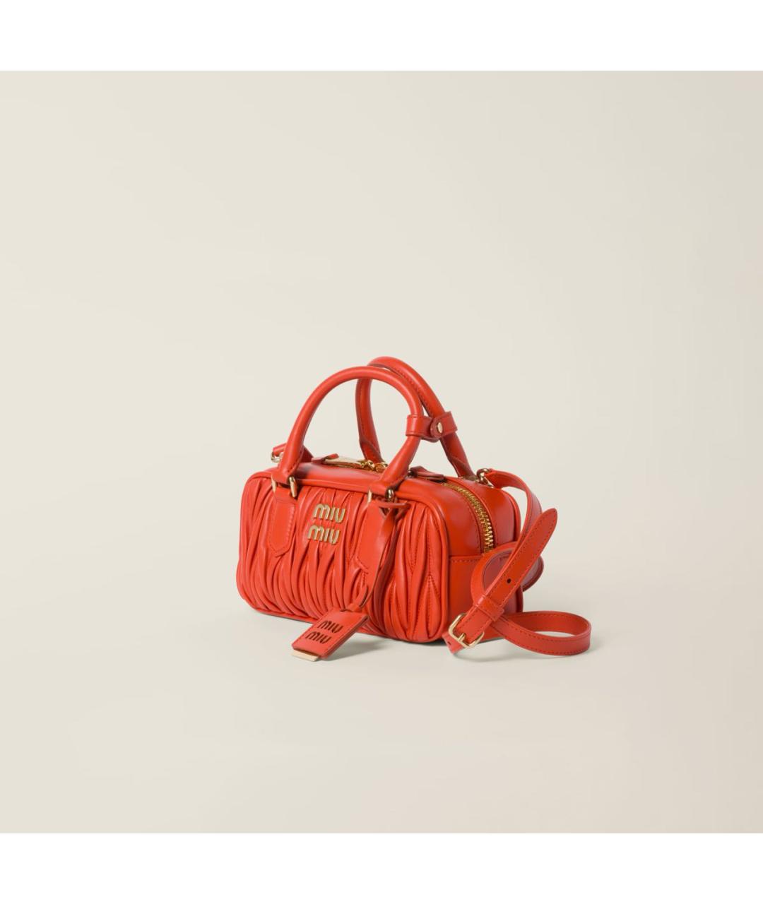 MIU MIU Красная кожаная сумка с короткими ручками, фото 2