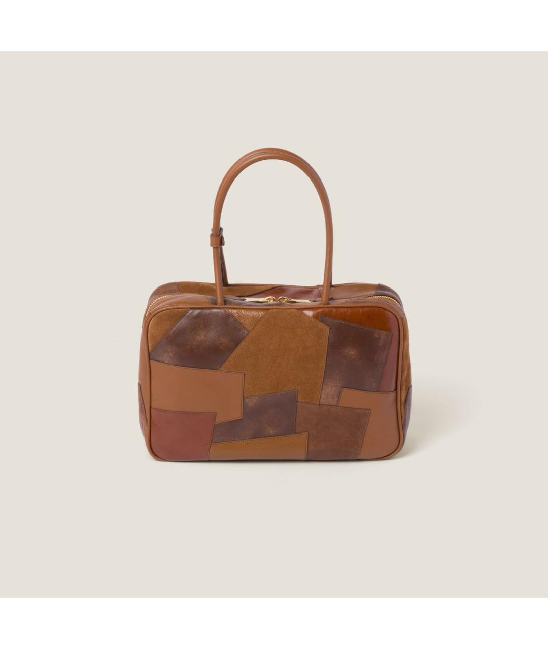 MIU MIU Коричневая кожаная сумка с короткими ручками, фото 4