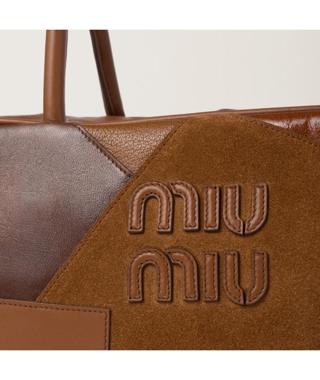 MIU MIU Коричневая кожаная сумка с короткими ручками, фото 7