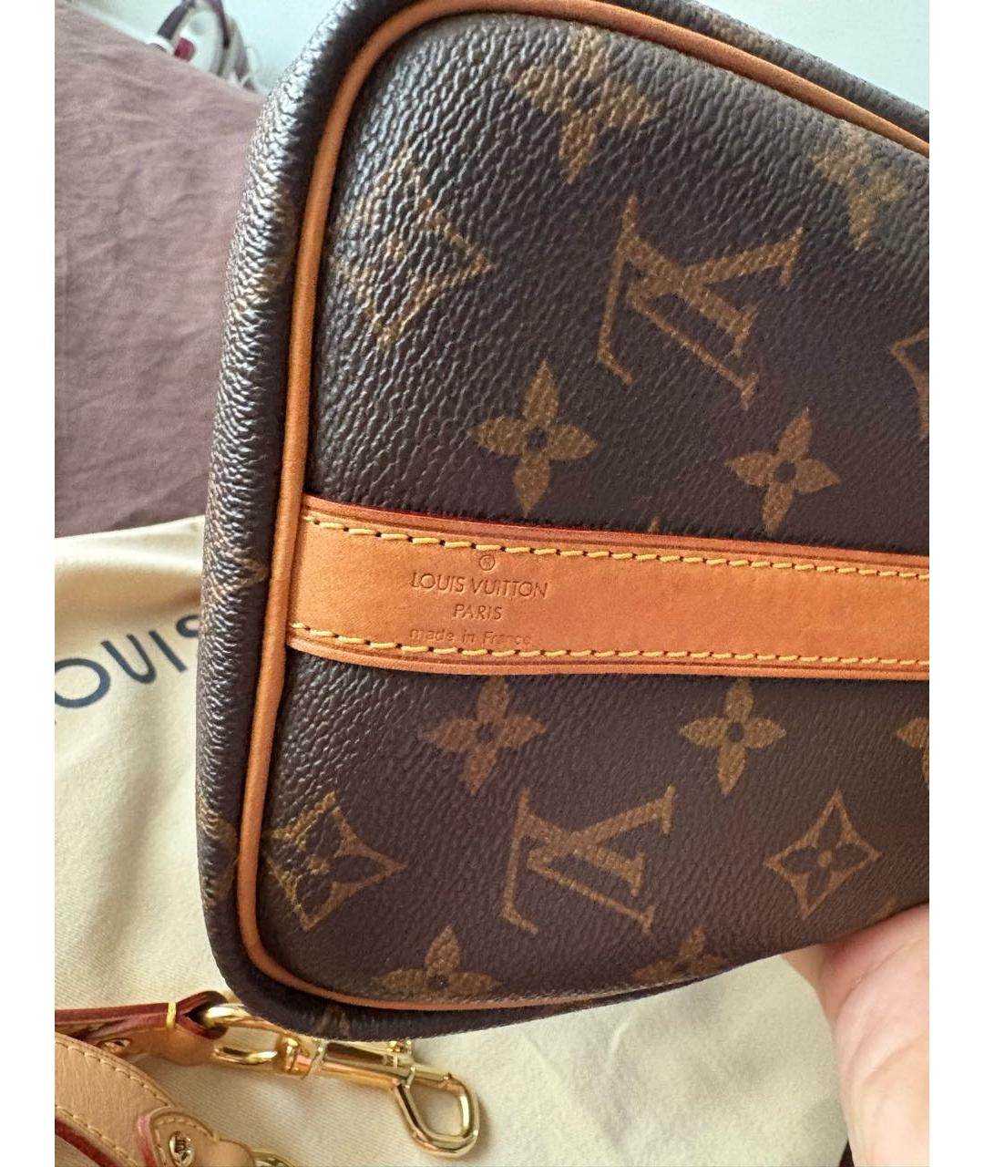 LOUIS VUITTON Коричневая сумка с короткими ручками из канвы, фото 5