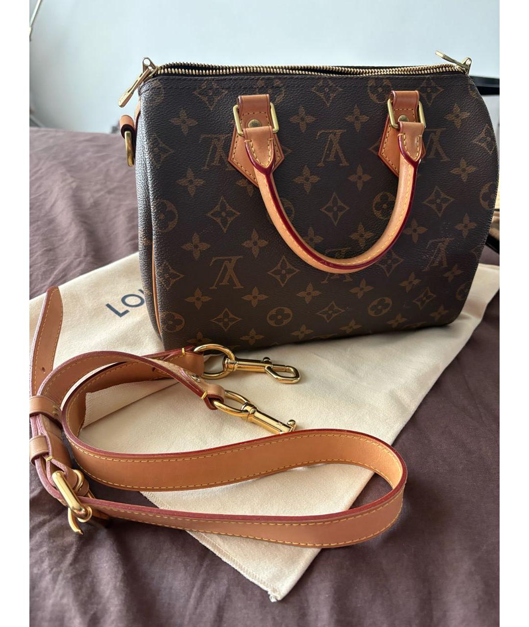 LOUIS VUITTON Коричневая сумка с короткими ручками из канвы, фото 2