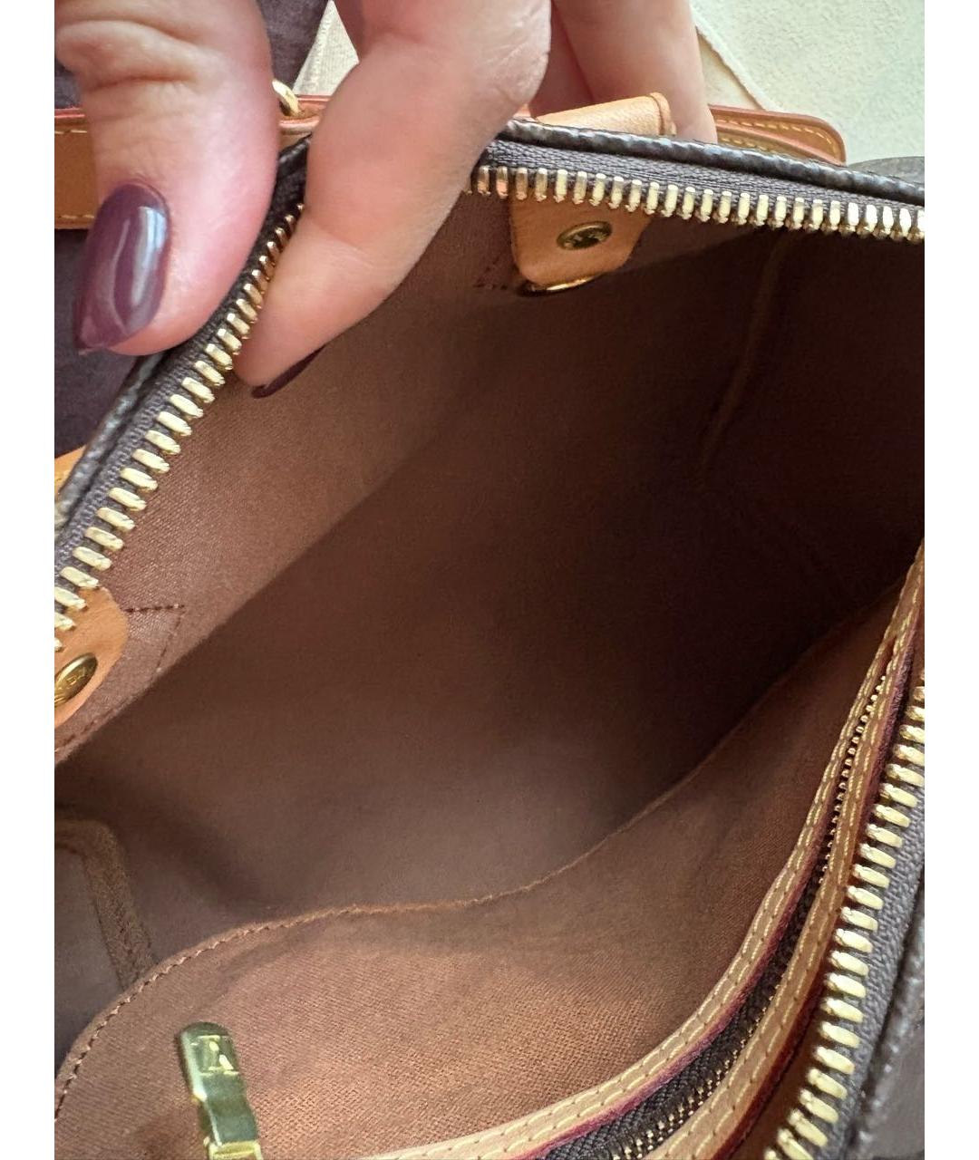LOUIS VUITTON Коричневая сумка с короткими ручками из канвы, фото 4