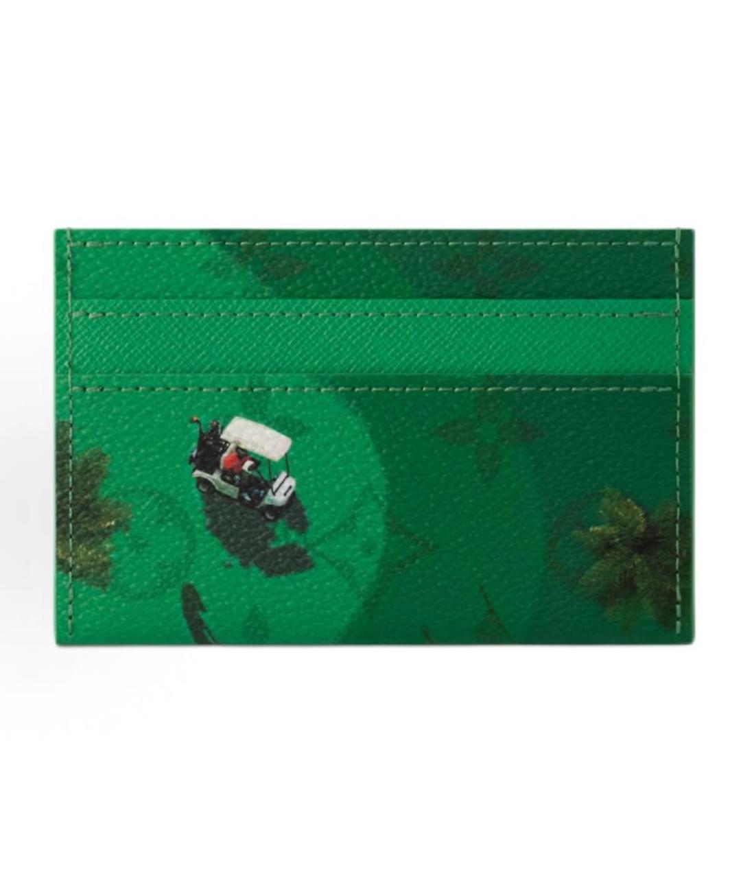 LOUIS VUITTON Зеленый кожаный кардхолдер, фото 3