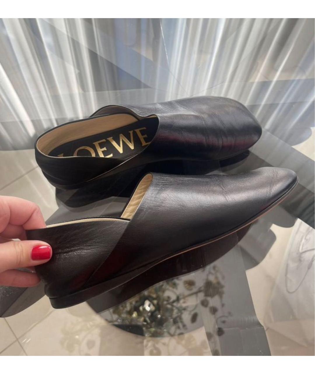 LOEWE Черные кожаные мюли, фото 5