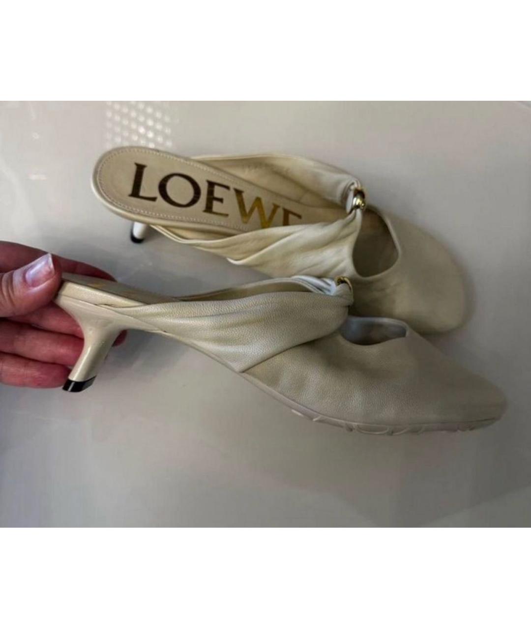 LOEWE Бежевые кожаные мюли, фото 5