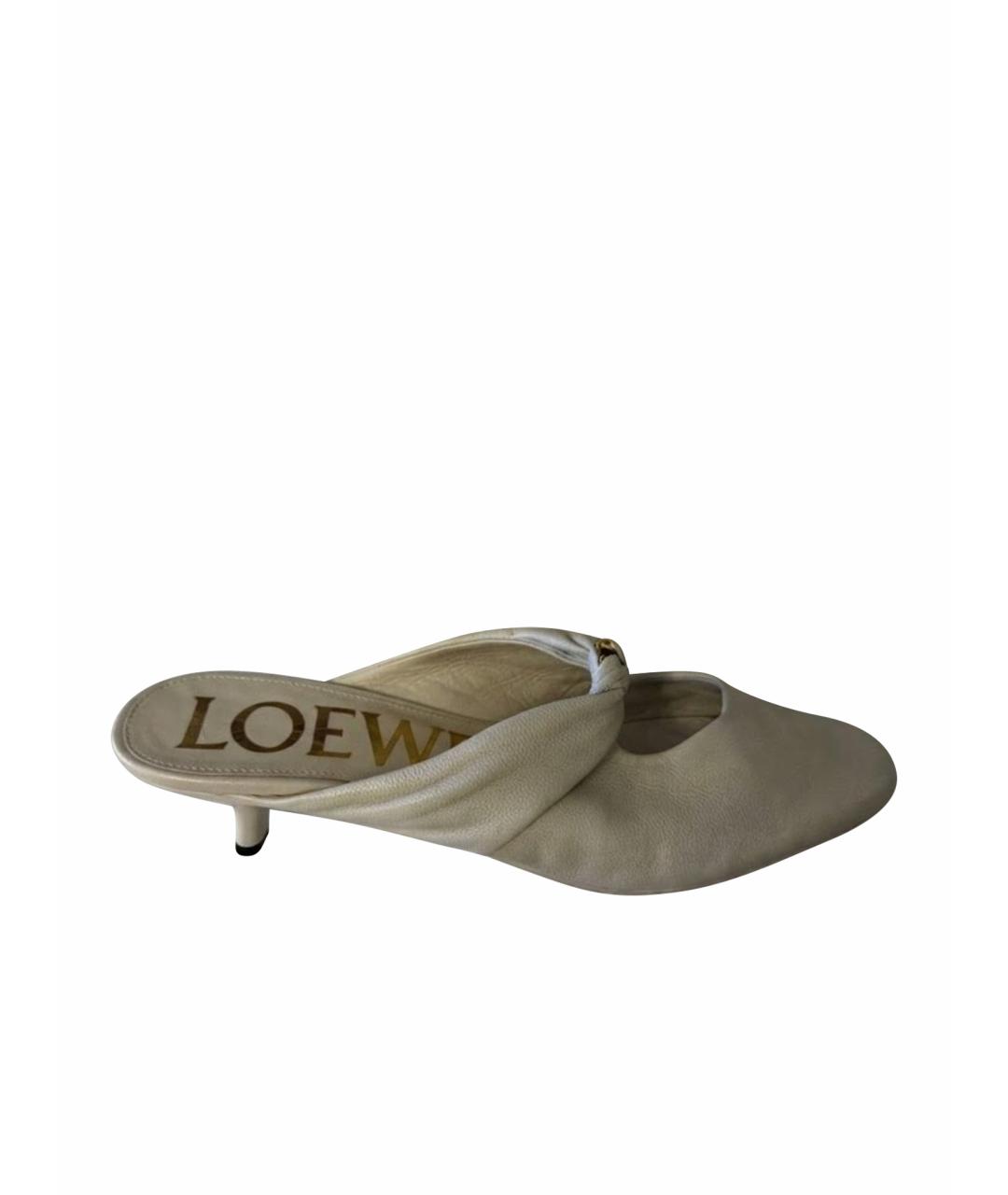 LOEWE Бежевые кожаные мюли, фото 1